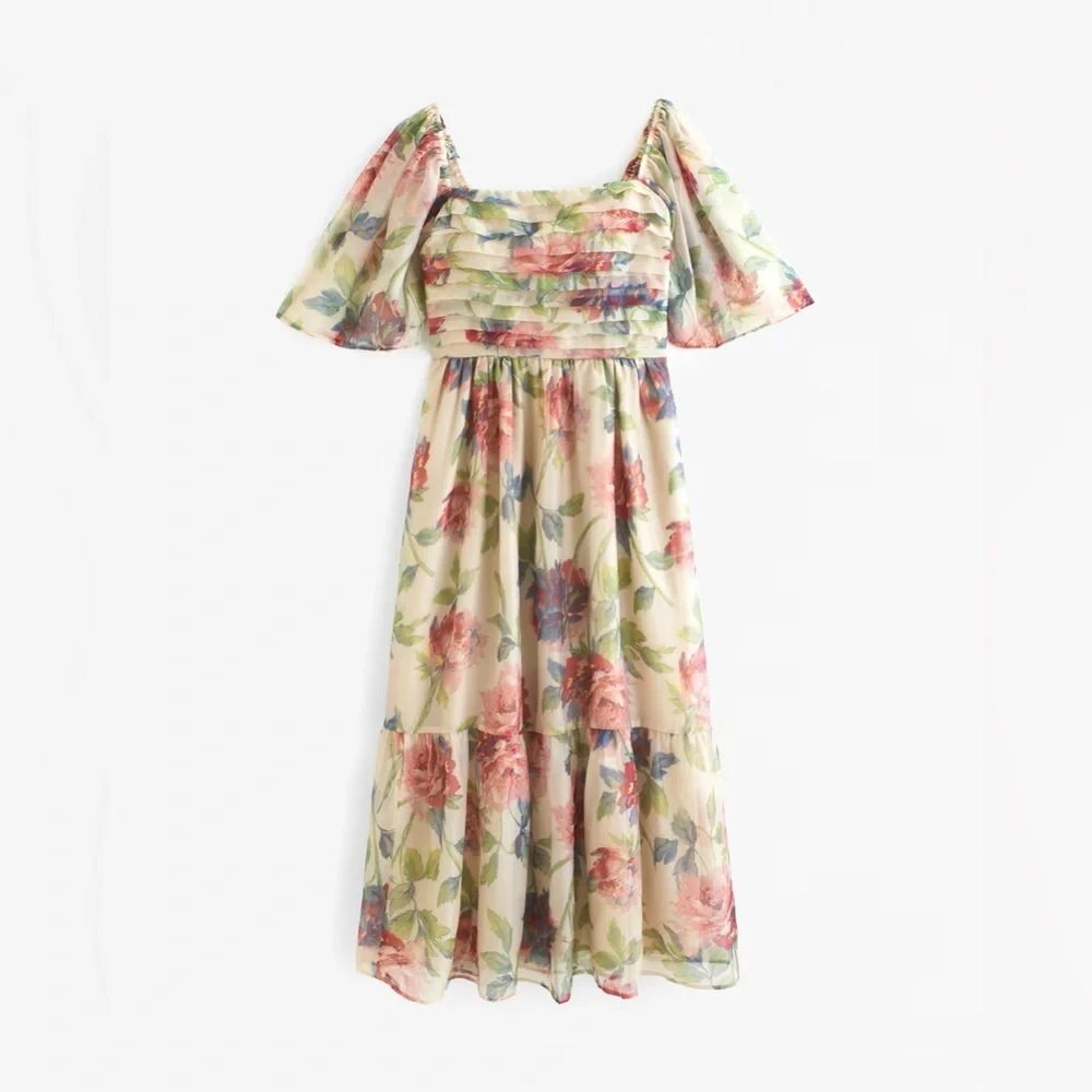 The A&F Emerson Angel Sleeve Midi Dress Large Tall - Picture 2 of 8
